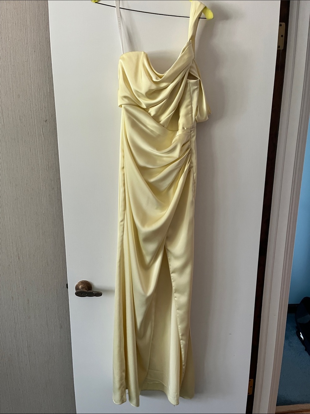 Azazie Lemon Sorbet One-Shoulder Dress